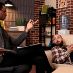 depression therapy session with male patient