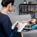 male meeting with female mental health therapist