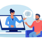 person finding an online therapist