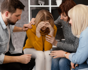 family supporting relative with mental health crisis