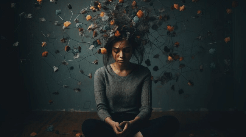 flowers blooming from a girls head represents mental health disorders