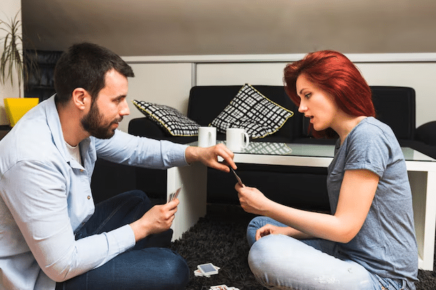 husband talking to wife about mental health