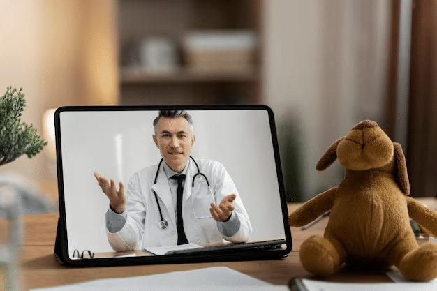 telehealth doctor visit on a tablet device