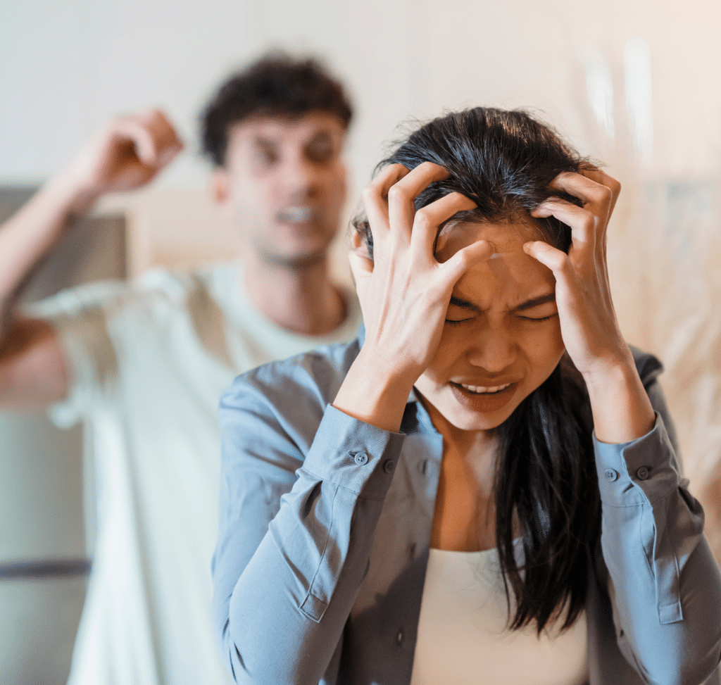 Angry man yelling at his girlfriend