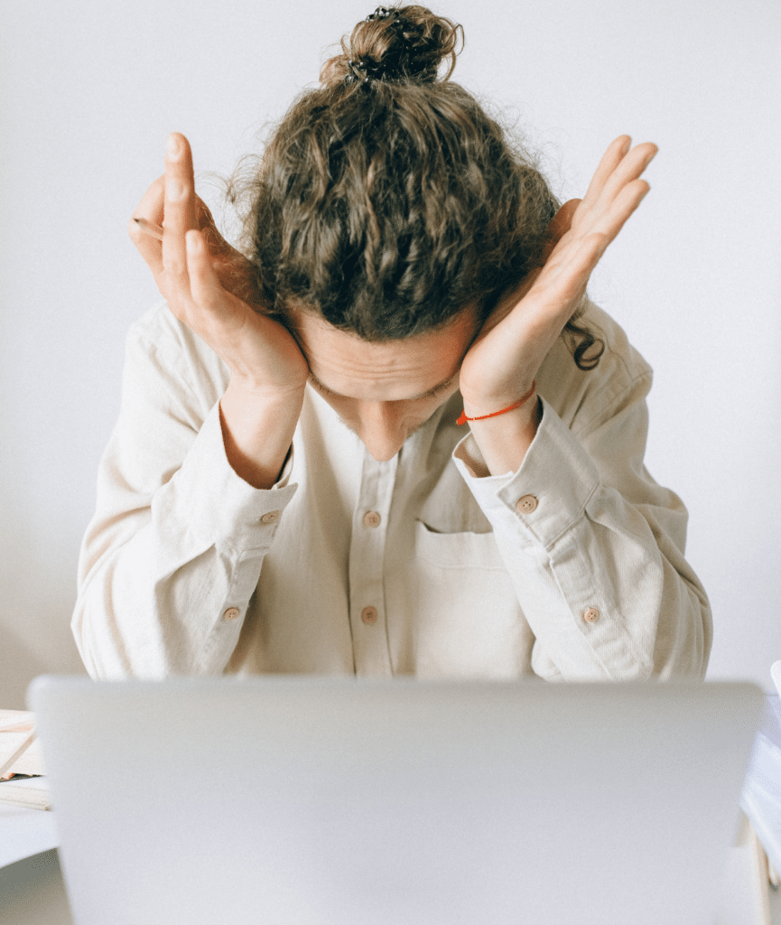 Man frustrated at the workplace