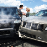 Car crash after road rage in adults