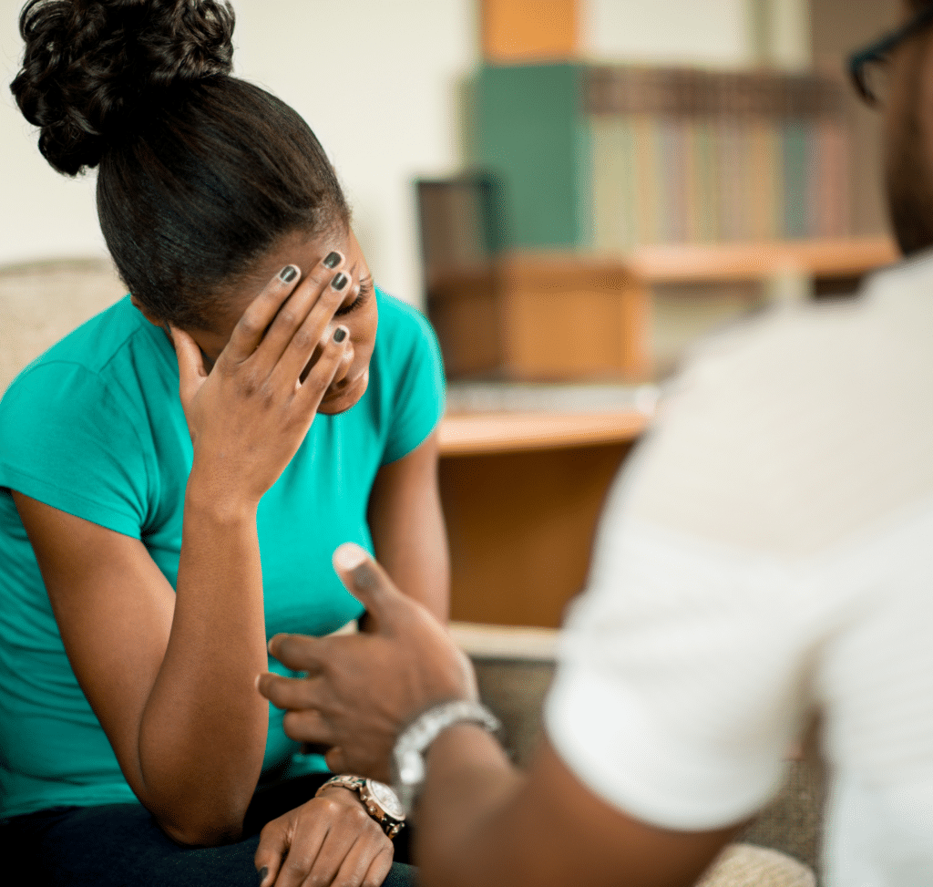 Adult woman receiving treatment for trauma