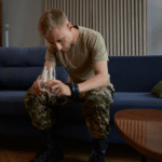 Military man struggling with psychological trauma