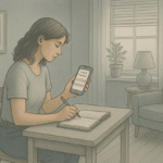 An Illustration of a woman using a mood tracker - Mission Connection