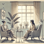 illustration of a woman in a therapy session - Mission Connection