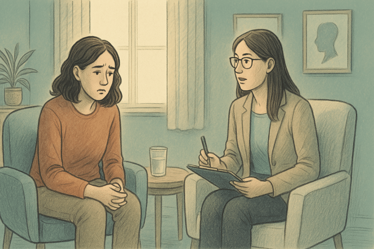 Illustration of a woman in therapy