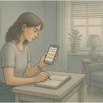 Woman writing in her journal to track her depression symptoms and mood patterns