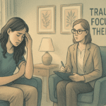 Illustration of a woman in trauma focused therapy