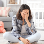 Pregnant parent receiving perinatal mental health support