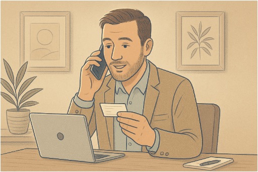 Man calling his insurance provider to clarify mental health therapy coverage 