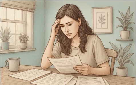 Woman reviewing alternative life insurance documents after facing coverage challenges due to anxiety