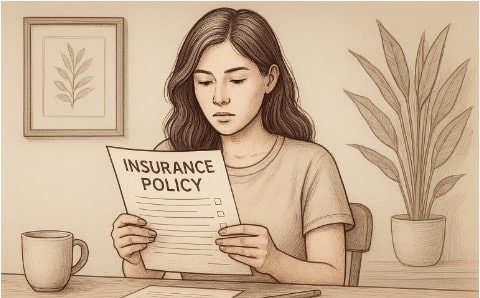 Woman reviewing her health insurance policy to understand coverage for an anxiety diagnosis