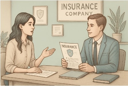 Woman speaking with a life insurance representative about how her anxiety diagnosis affects underwriting 