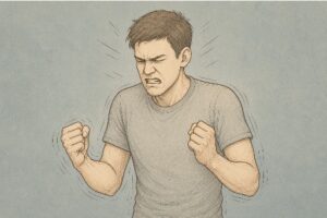 Illustration of a man struggling with chronic anger, representing the challenges of unmanaged long-term anger