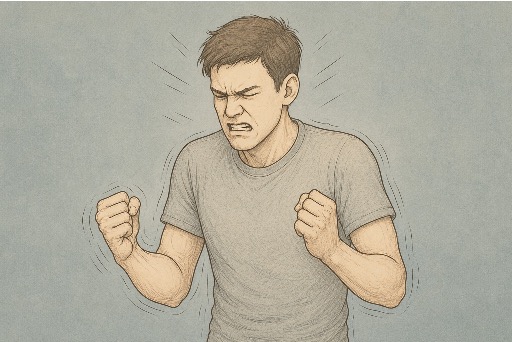 Illustration of a man struggling with chronic anger, representing the challenges of unmanaged long-term anger