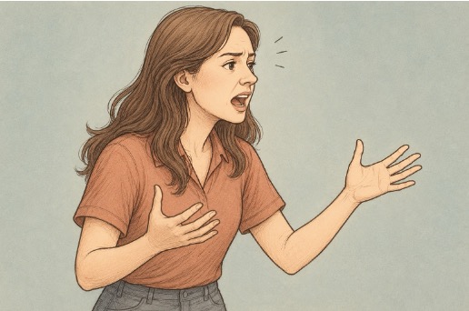 Illustration of a woman experiencing a flight of ideas