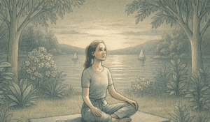 An illustration of a person in a peaceful setting - Mission Connection