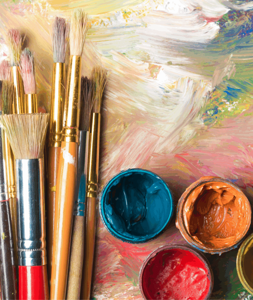 paint brushes and paints for art therapy for emotional expression