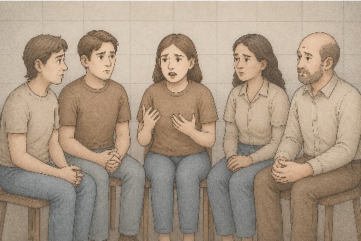 Adults participating in a group therapy session at Mission Connection, a key part of outpatient treatment for Oppositional Defiant Disorder. 