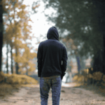 man with dissociative identity disorder and DID co-occurring disorders walking in the woods