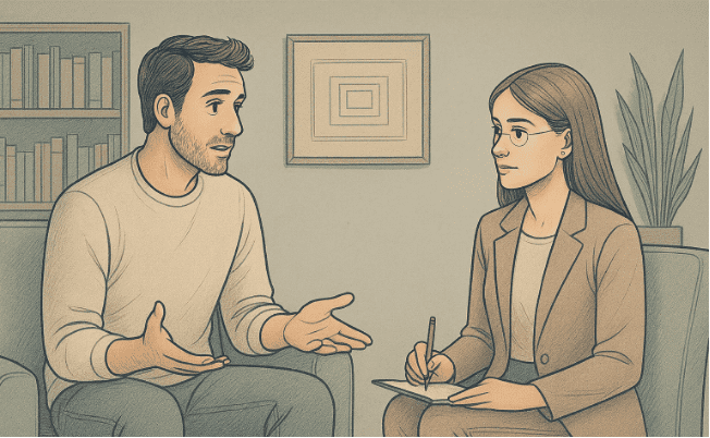 A man in a therapy session