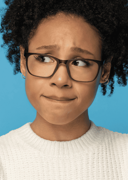 woman biting her lip looking anxious because of experiencing approval-seeking behavior in adults