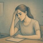 Woman struggling to stay focused on a task due to ADHD symptoms.