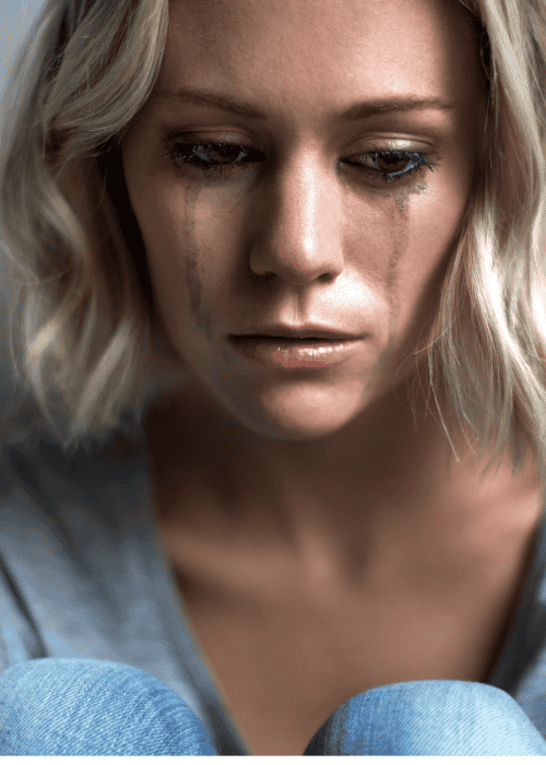woman struggling with crying spells in adults