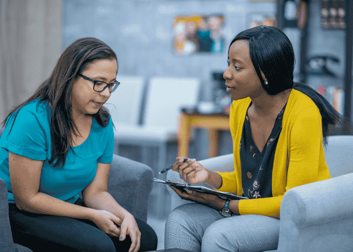 woman in CBT session for support with trauma-related emotional flashnacks