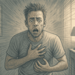 An illustration of a person experiencing an intense moment of panic.