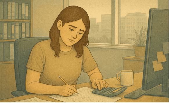 Woman reviewing therapy costs and insurance copays while planning her mental health treatment budget.