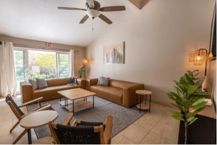 A warm, modern outpatient therapy room at Mission Connection.