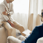 Man in a therapy session after mental health referrals from behavioral health practitioners