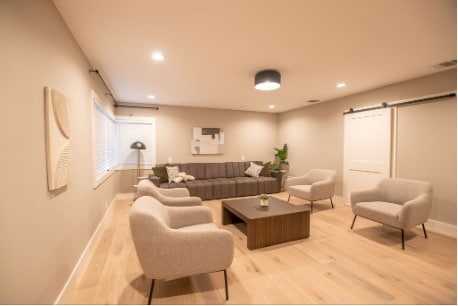 Mission Connection outpatient therapy space where adults receive treatment for anxiety, trauma, and chronic stress driving recurring physical symptoms like nausea. 