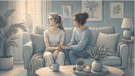 Calm, patient presence from a trusted friend helps anchor someone experiencing dissociation back to the present moment without rushing them.
