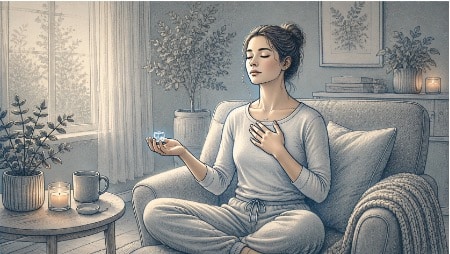 Pairing a strong sensory anchor with slow-paced breathing interrupts a dissociative episode and helps the nervous system come back online. 