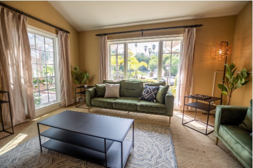 Homey living room setup in Mission Connection’s facility 