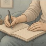 Woman journaling to manage her intrusive thoughts