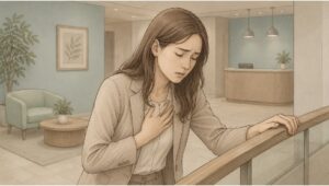 A woman who feels like fainting due to anxiety