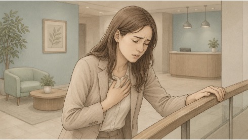 A woman who feels like fainting due to anxiety