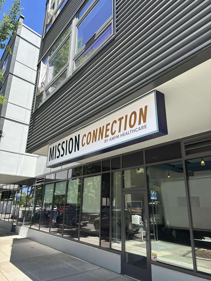 exterior front entrance to Mission Connection Seattle Washington
